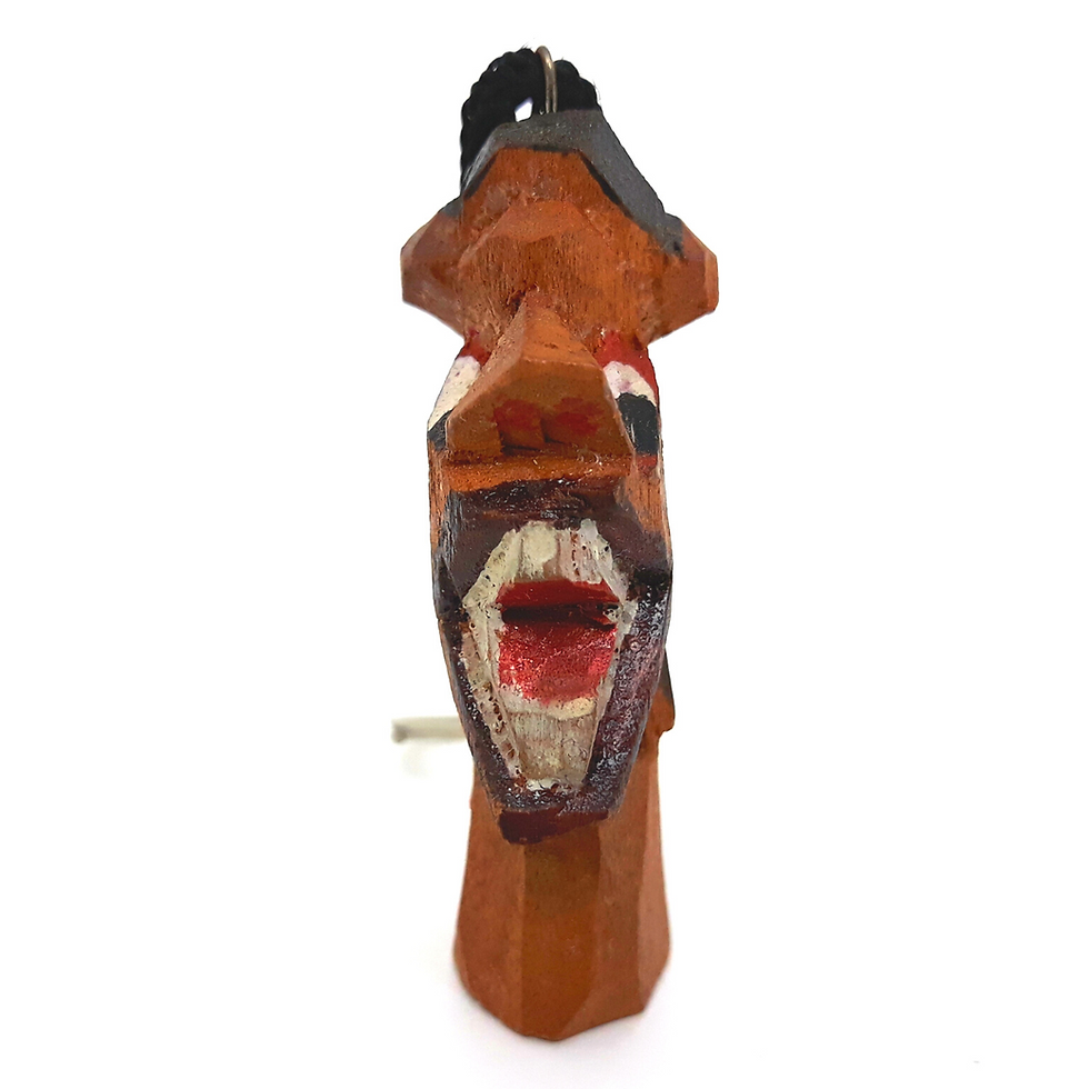 Miniatura: Chaveiro Carranca de Madeira Proteção Espiritual Bolsa Casa Carro Kit 3 Und