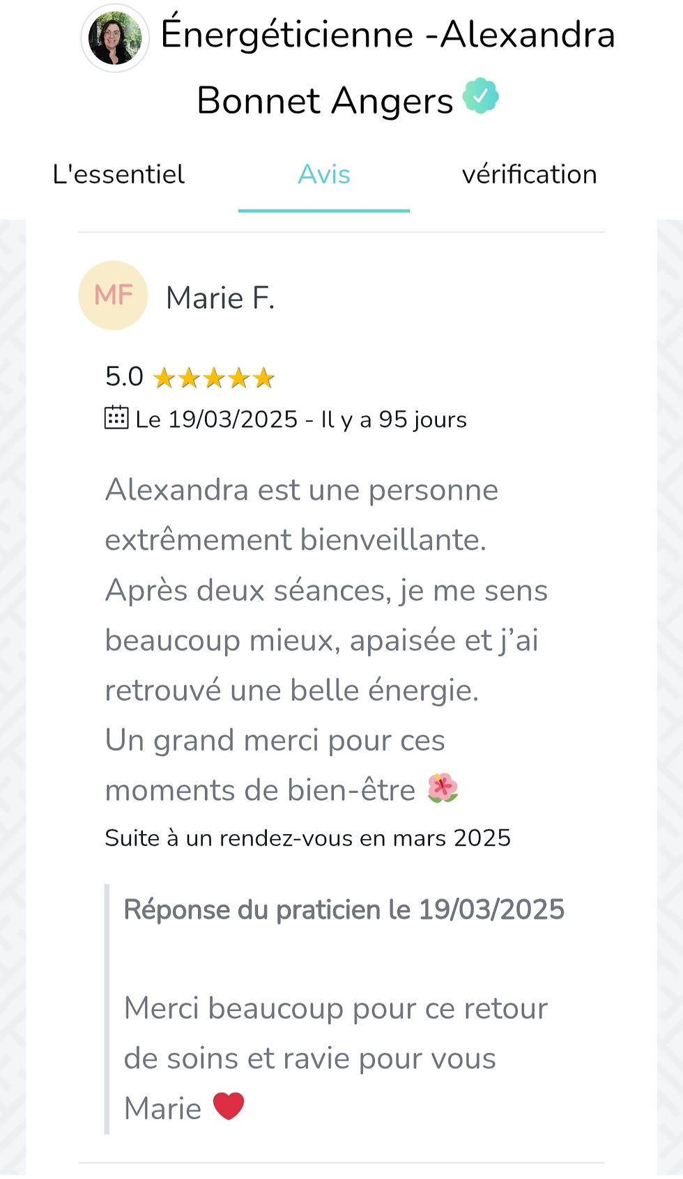 Avis Alexandra Bonnet Angers