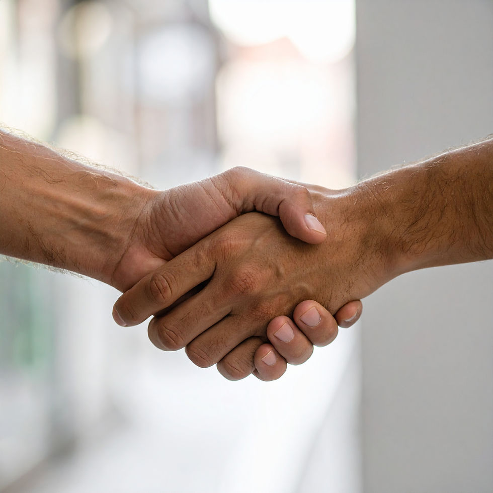 close-up of two men shaking hands