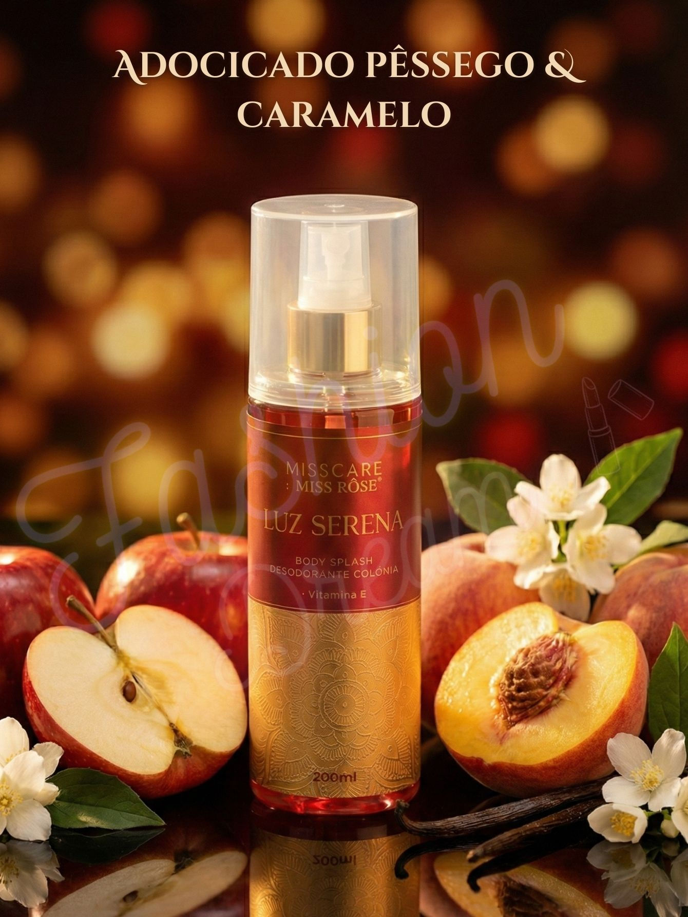Body Splash Light Serena Cologne Female Deodorant Adorn Peach & Caramel-200ml-Mi
