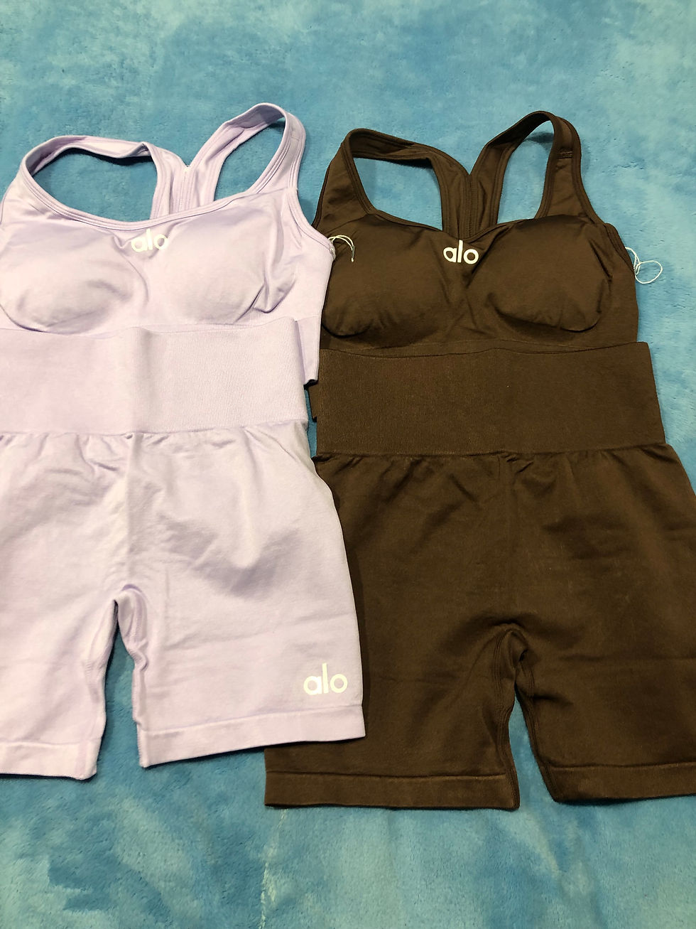 Thumbnail: lavender or brown Alo short sets.  s/m   l/xl