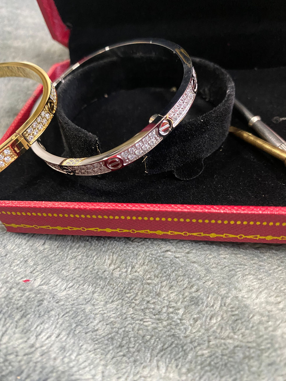 Thumbnail: diamond love bracelets    size 16 only