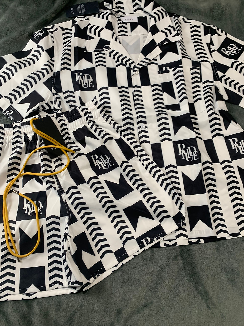 Thumbnail: Black and white Rhude short set