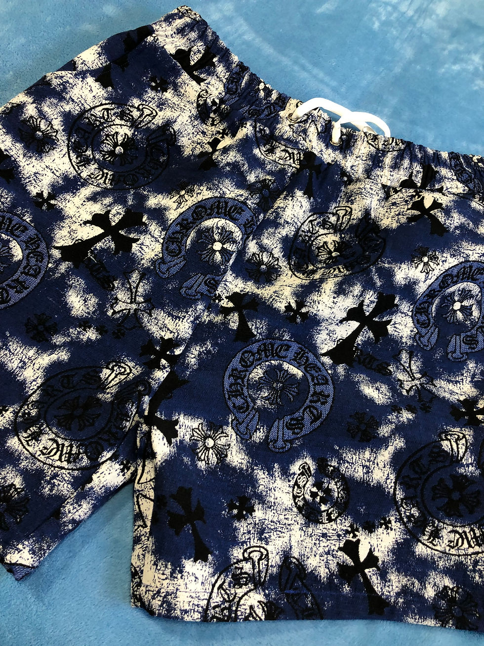 Thumbnail: Blue Chrome Hearts shorts.  xl ,med only.