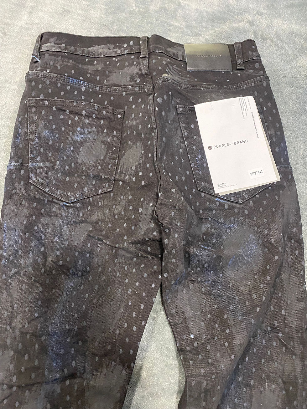Thumbnail: Black dotted Purple Jeans.  32,34,36,38