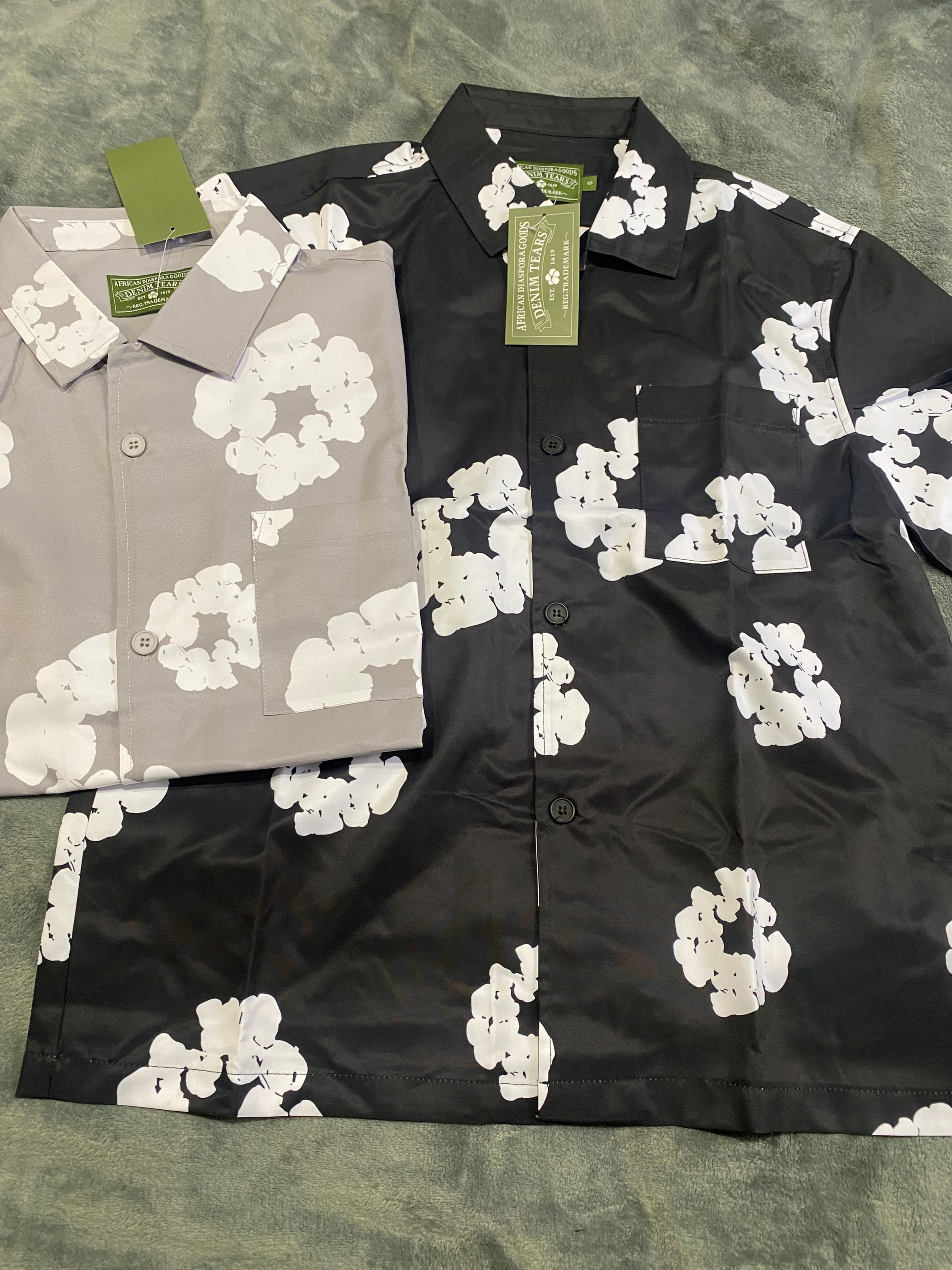 Black or grey denim tears button up