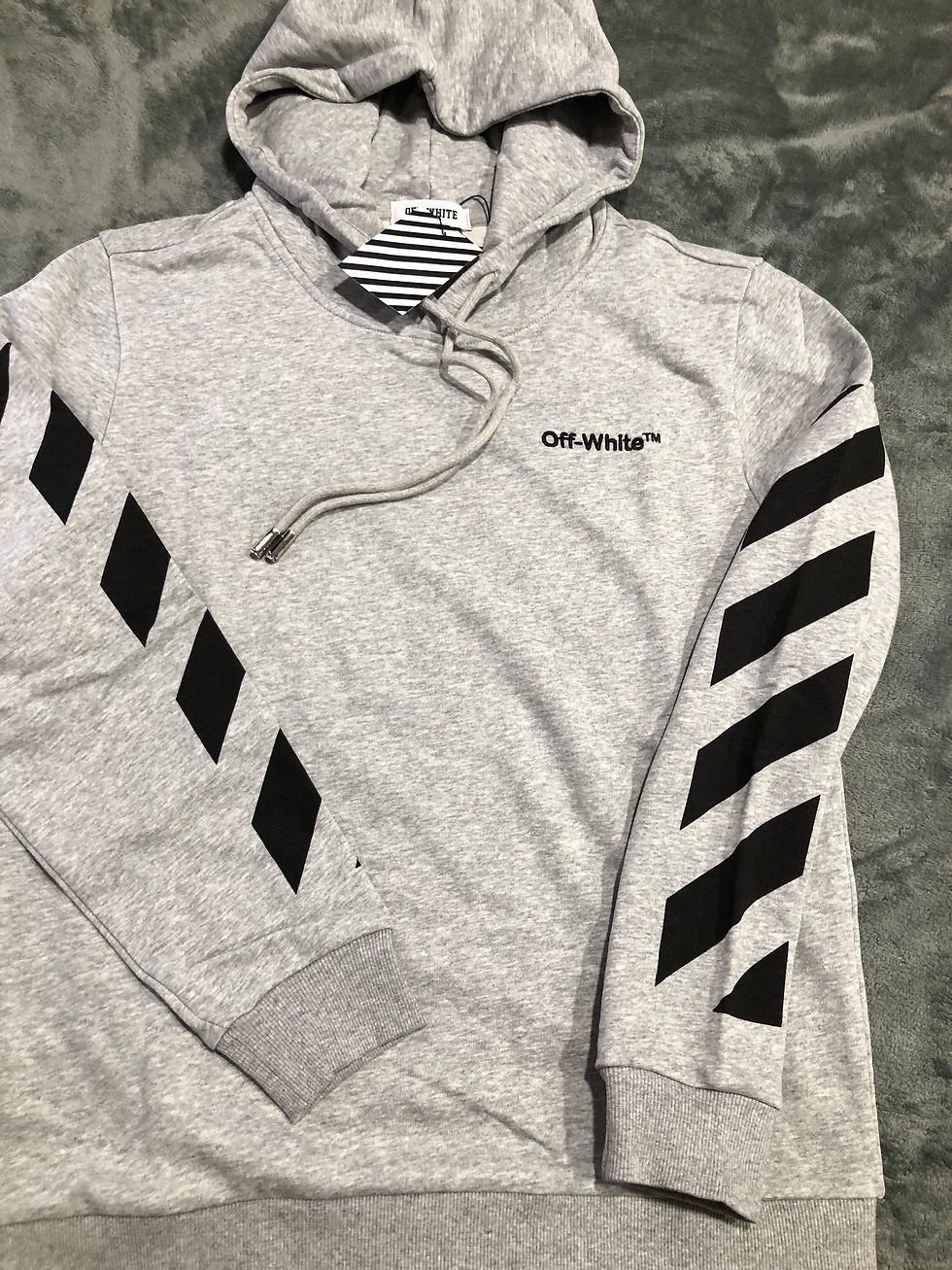Thumbnail: off white hoodie. black or grey.  check for size and color