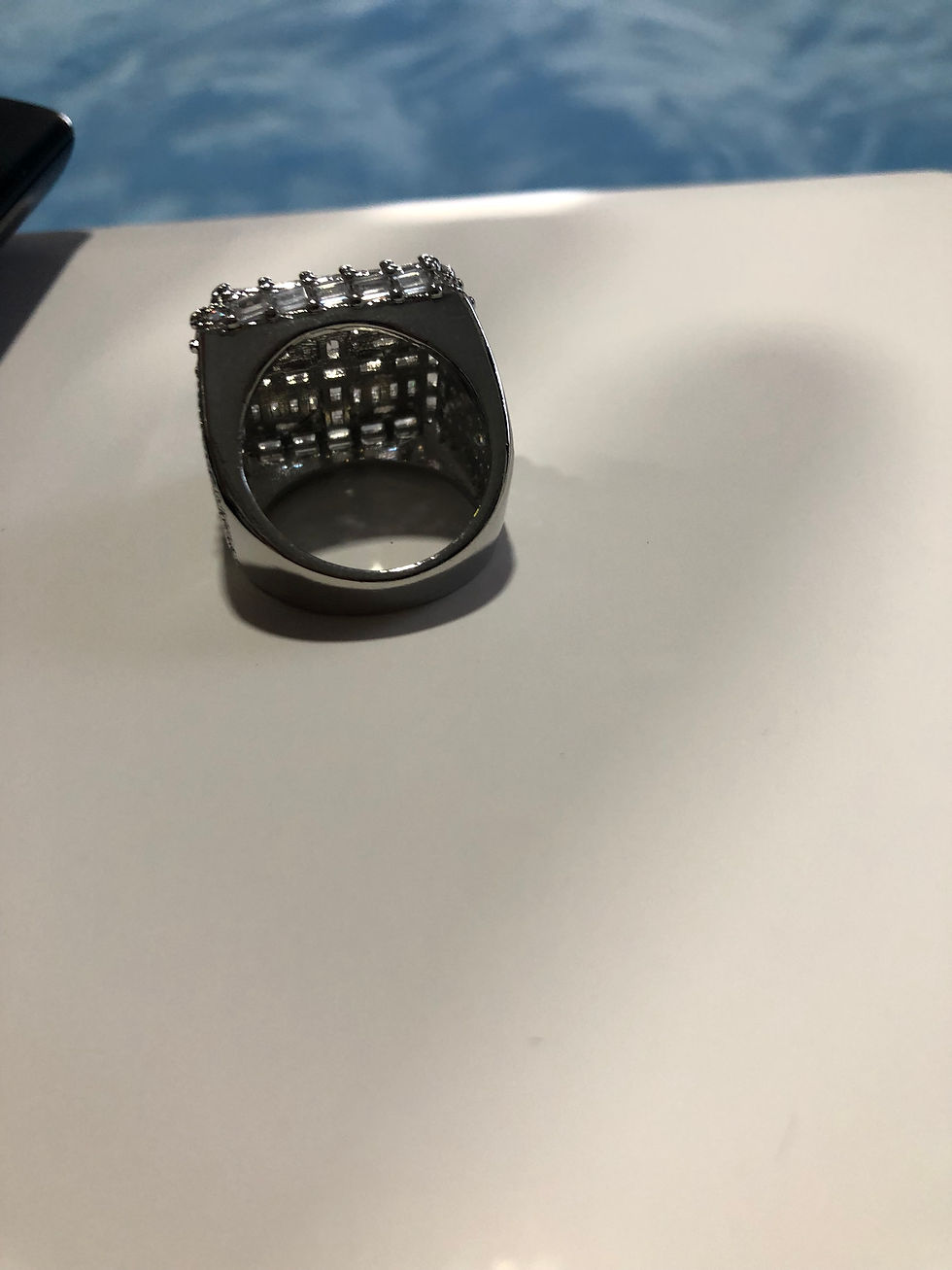 Thumbnail: Big square diamond ring.      8,9,10,