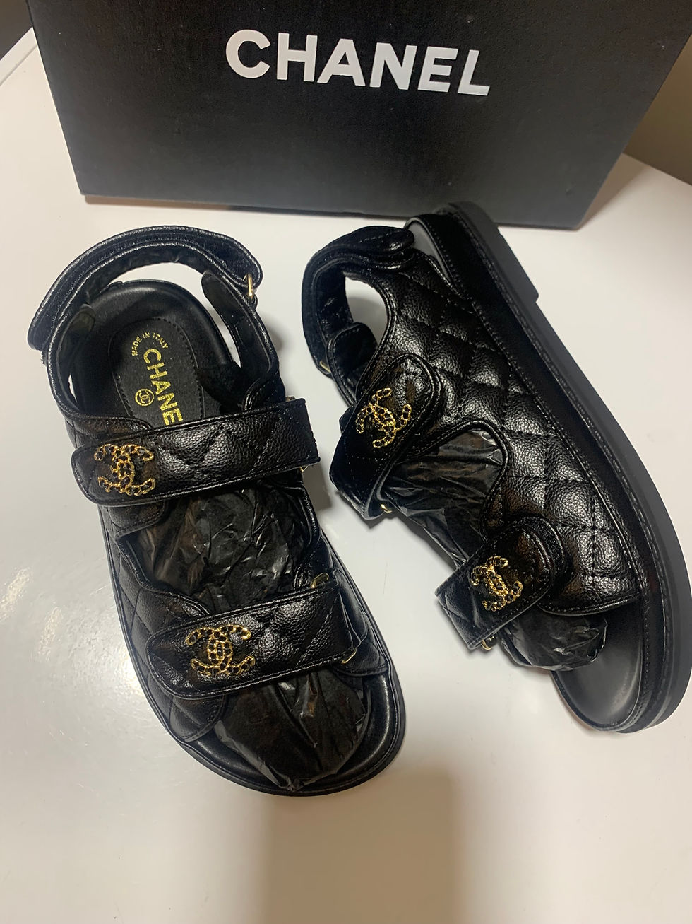 Thumbnail: Black  Chanel dad sandals.          ,39,  only