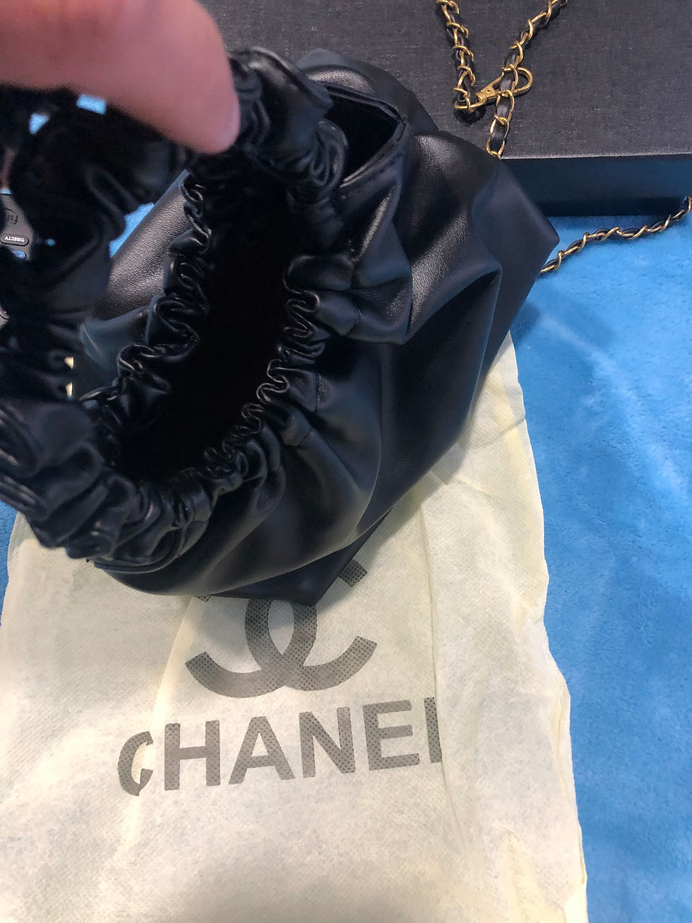 Thumbnail: Small black CC bag in box