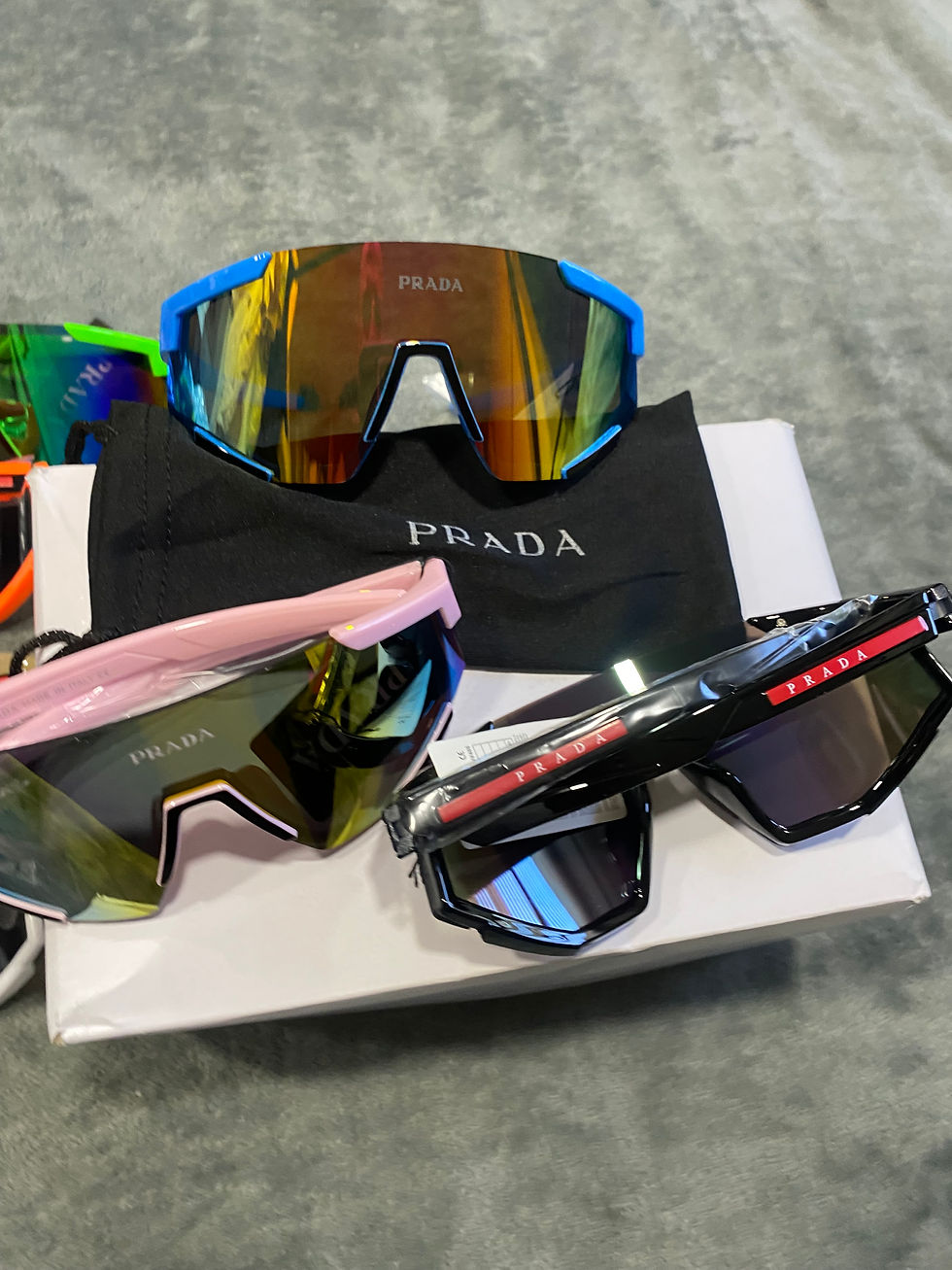 Thumbnail: Colorful Prada wrap around sunglasses
