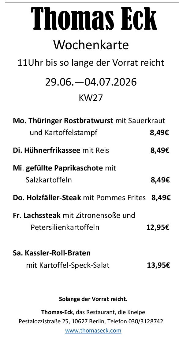 Wochenkarte KW27 2026