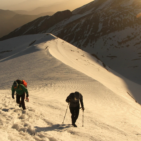 Climbers ascending M'Goun 