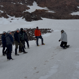Learning winter skills on Mount Toubkal