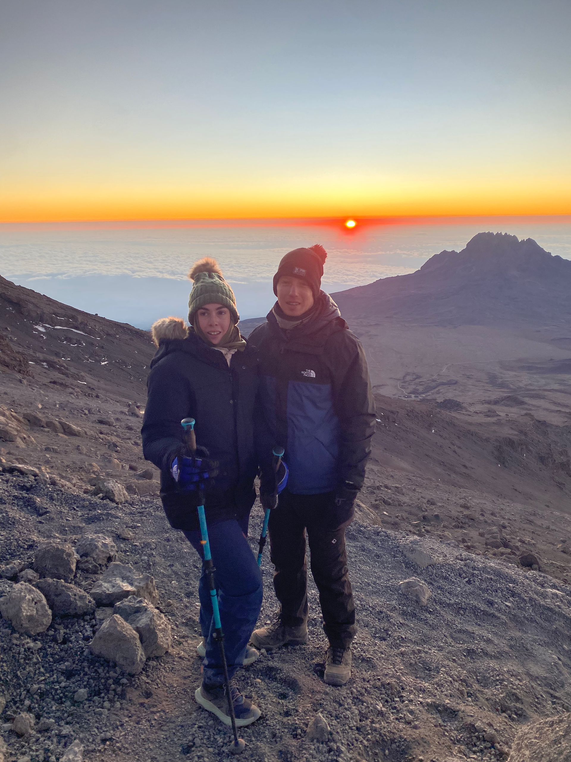 Amazing sunrise on the way to the summit of Kilimanjaro