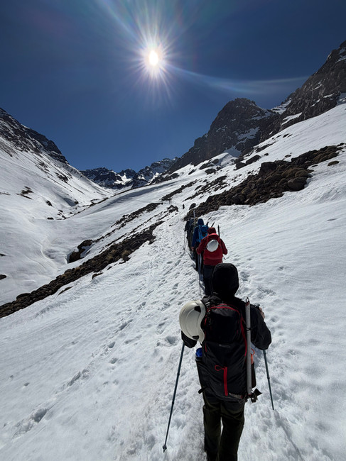 Climbers making they're way to the Toubkal refuge  