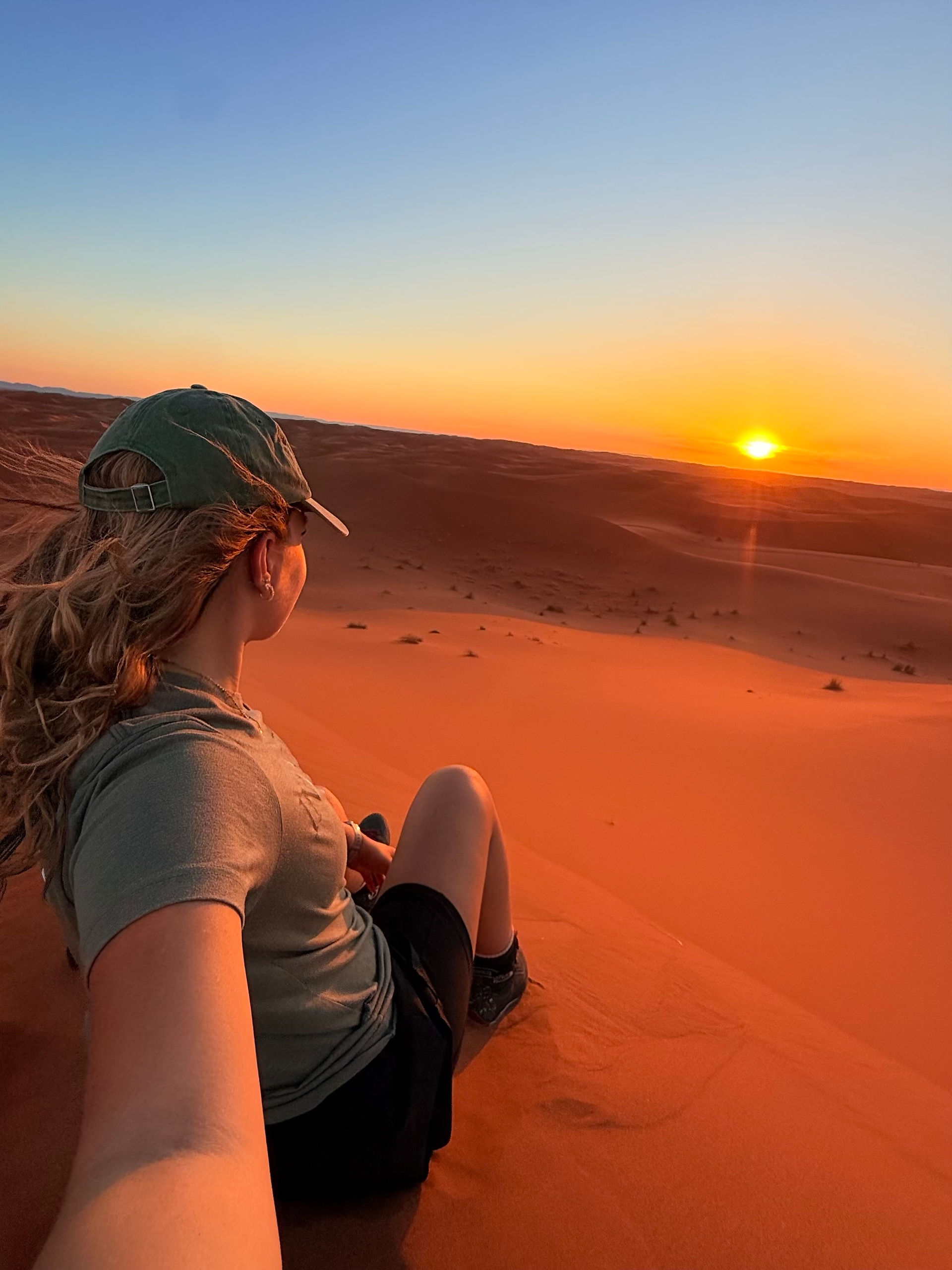 Sunset over Sahara sand dunes during an Atlas to Sahara expedition