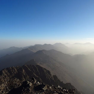 Morning view across the Atlas Mountains, seen from Mount Toubkal