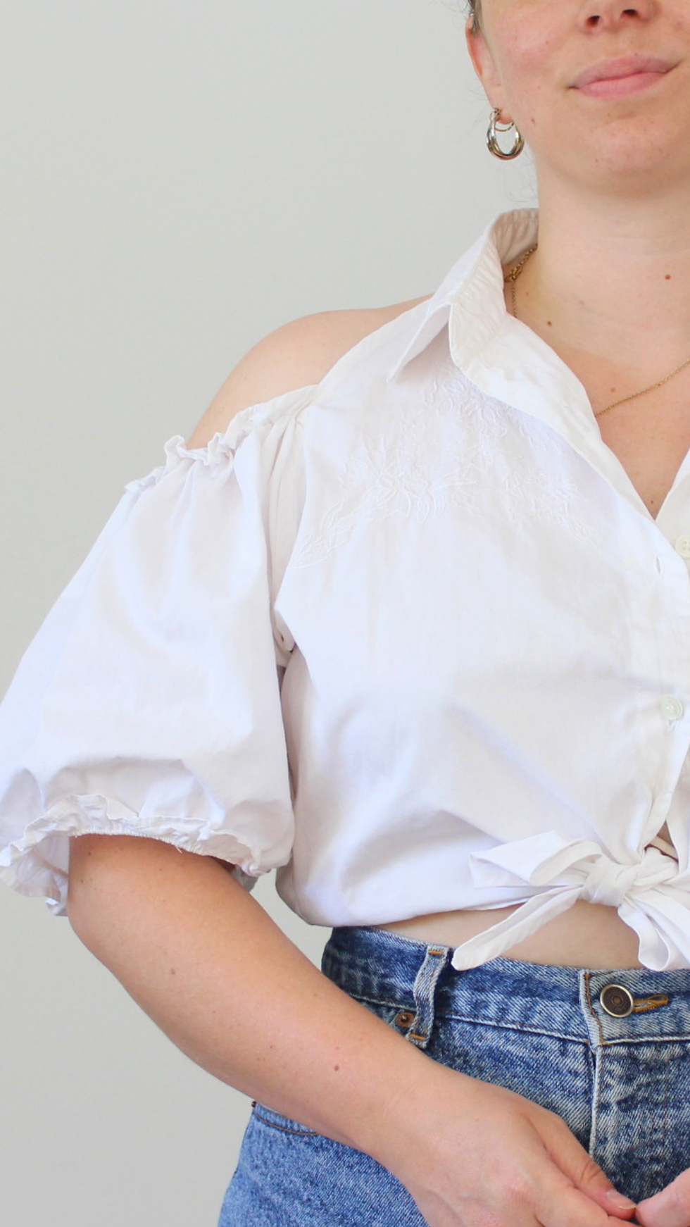 Miniature : Crop top brodé à nouer coton - Convient jusqu'au 42