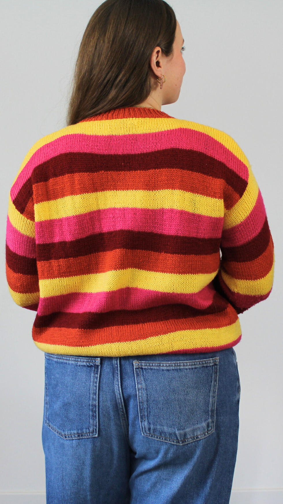 Miniature : Pull rayé tricoté à la main - Convient jusqu'au 40/42