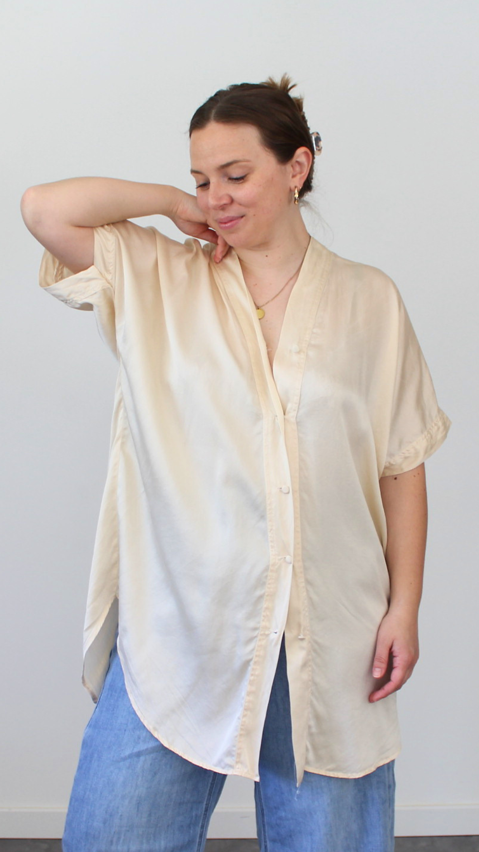 Miniature : Blouse large en soie - Convient jusqu'au 48