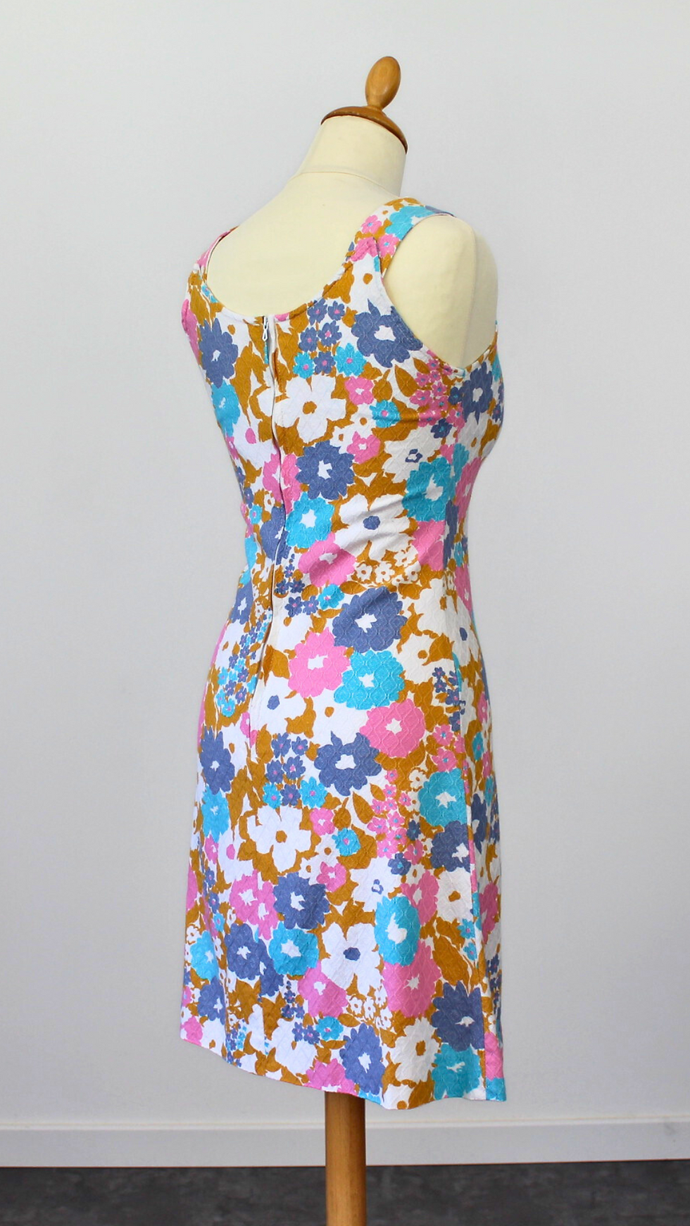 Miniature : Robe coton fleurie 70's - Convient jusqu'au 34/36