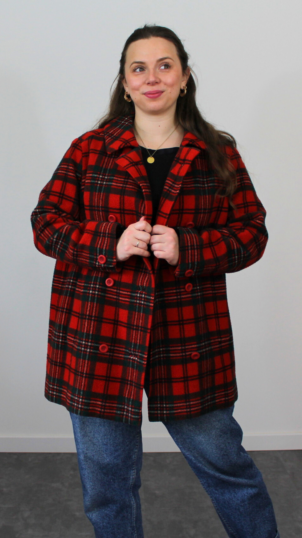 Manteau laine tartan années 80 - Convient jusqu'au 40/42