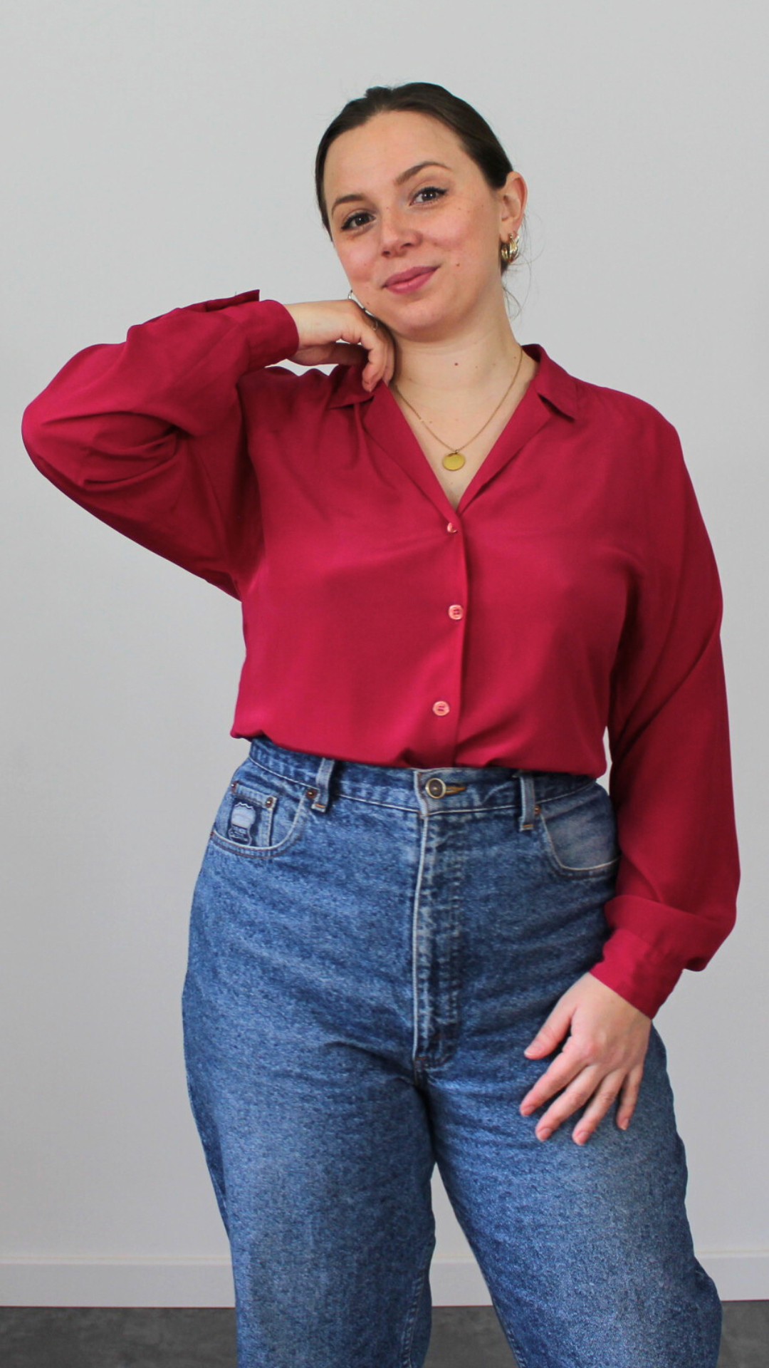 Chemisier satiné 80's - Taille jusqu'au 40/42