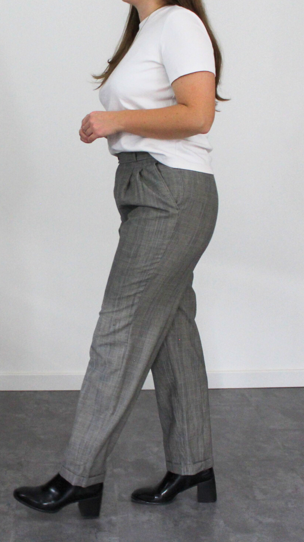 Miniature : Pantalon droit prince-de-galles années 80 - Convient jusqu'au 40