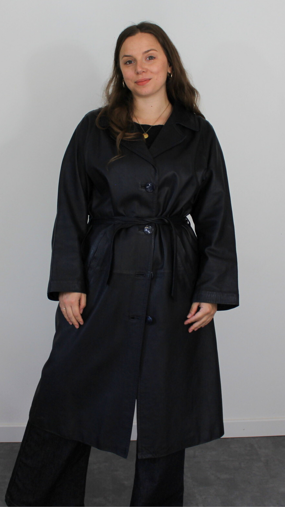 Miniature : Trench-coat en cuir 90's - Taille jusqu'au 42