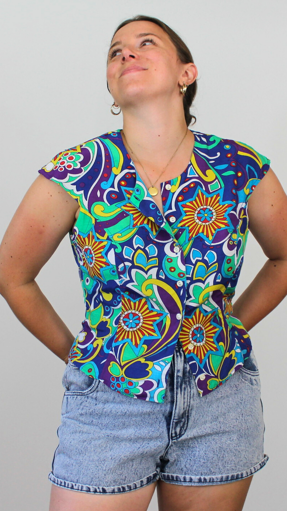 Miniature : Blouse motif psychédélique 80's - Taille jusqu'au 38/40