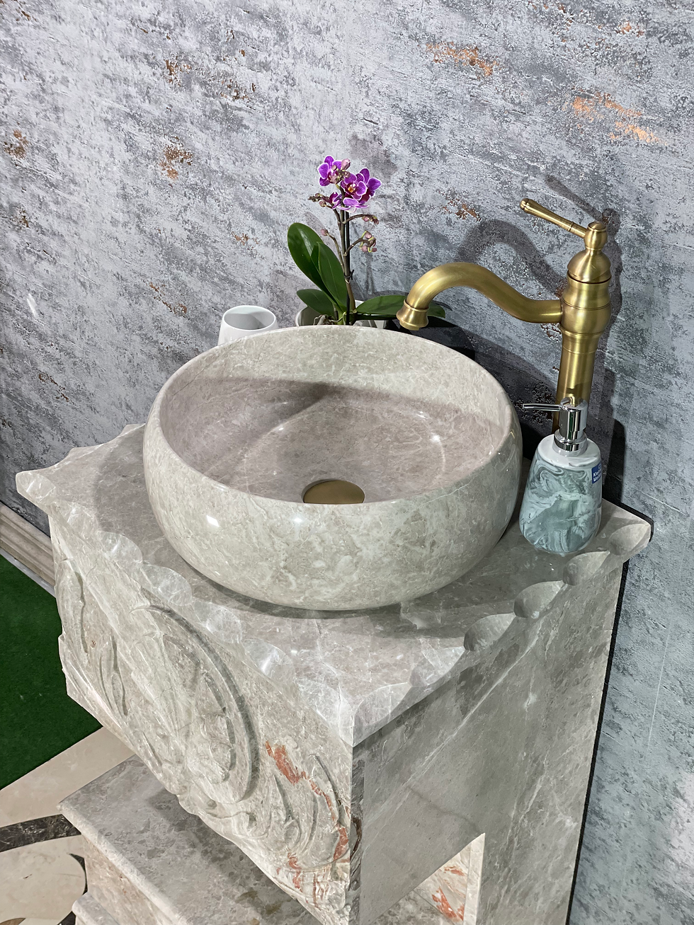 Miniaturbild: Marmor Standwaschbecken Grau Quadratisch Design