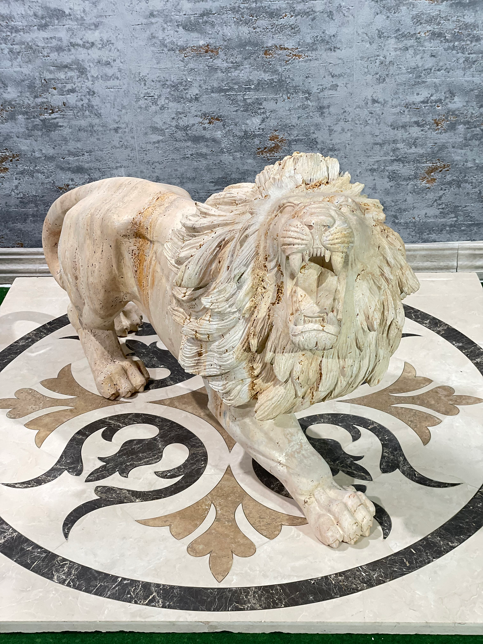 Miniaturbild: Travertin Löwe Skulptur Orange königlich
