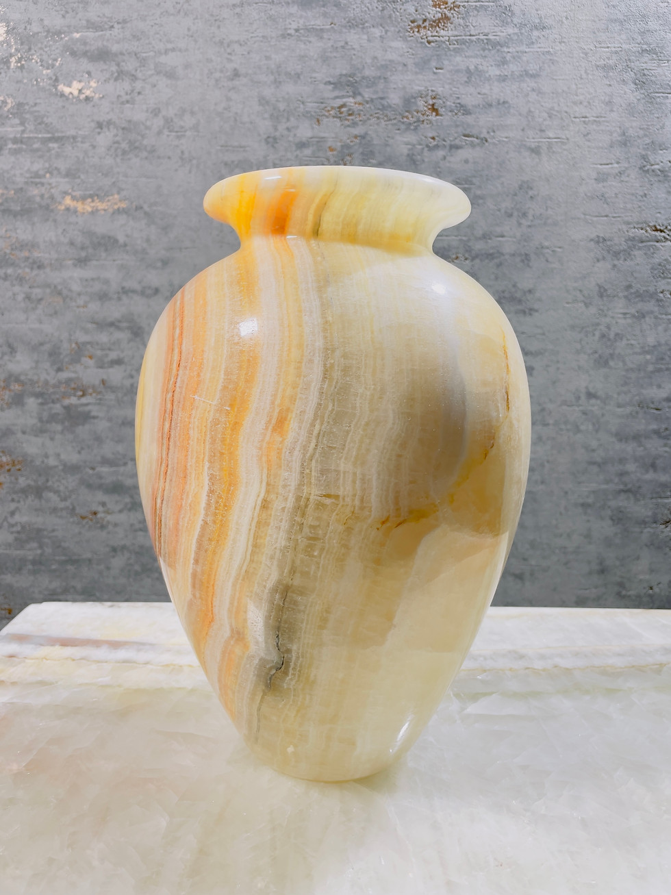 Miniaturbild: Tulpenförmige Vase aus Onyx-Marmor Gelb/Orange