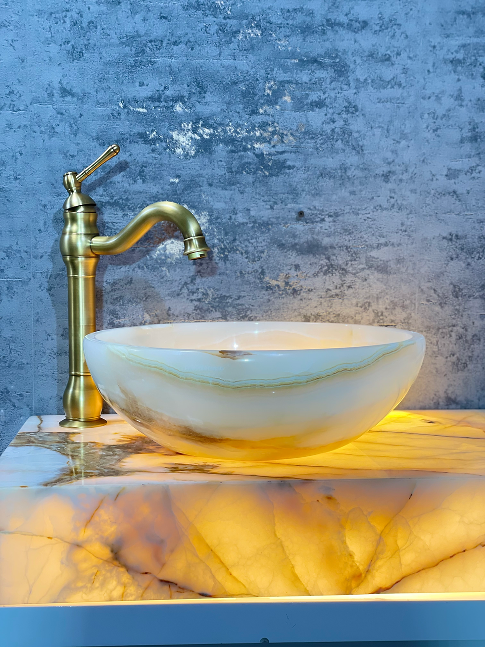 Miniaturbild: Onyx Aufsatzwaschbecken Weiß/Braun halbrund
