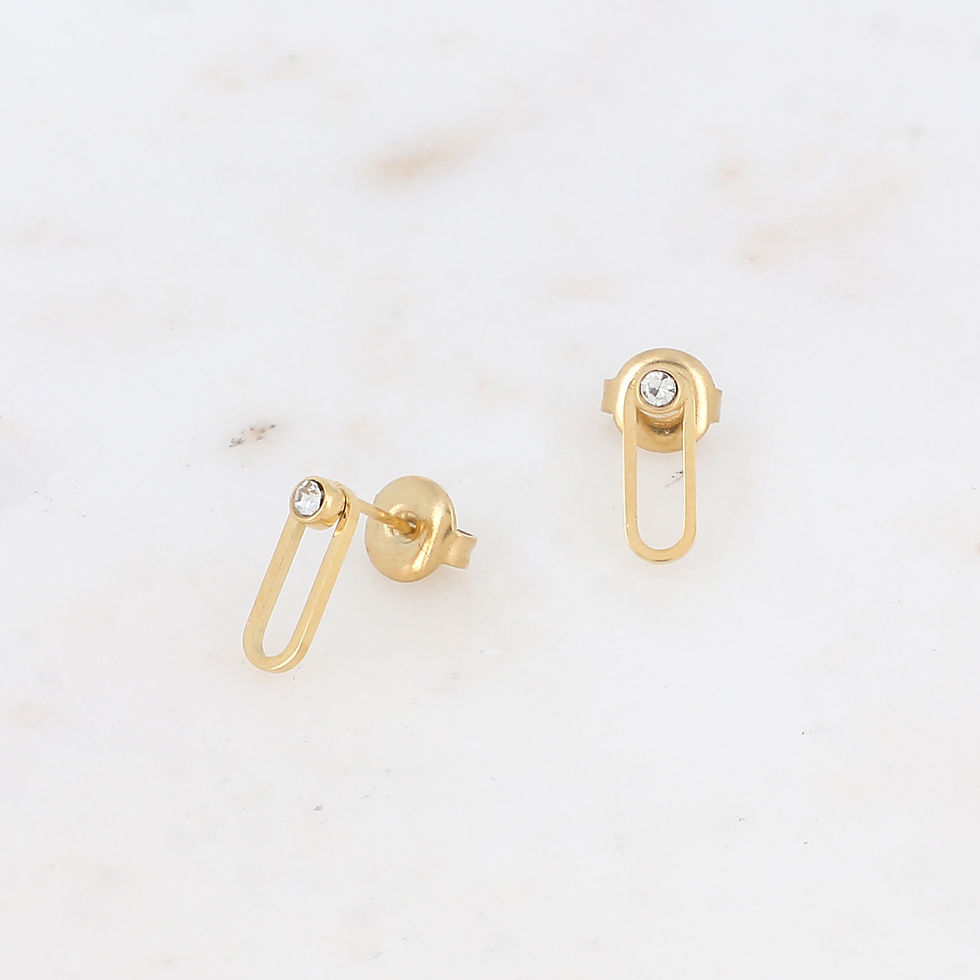 IKITA BOUCLES D'OREILLE A PUCE OR STRASS BLANC