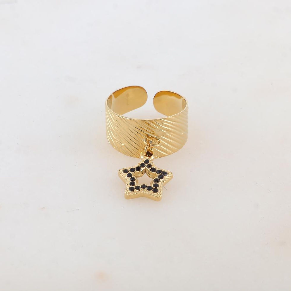 IKITA BAGUE OR BRELOQUE ETOILE STRASS NOIR