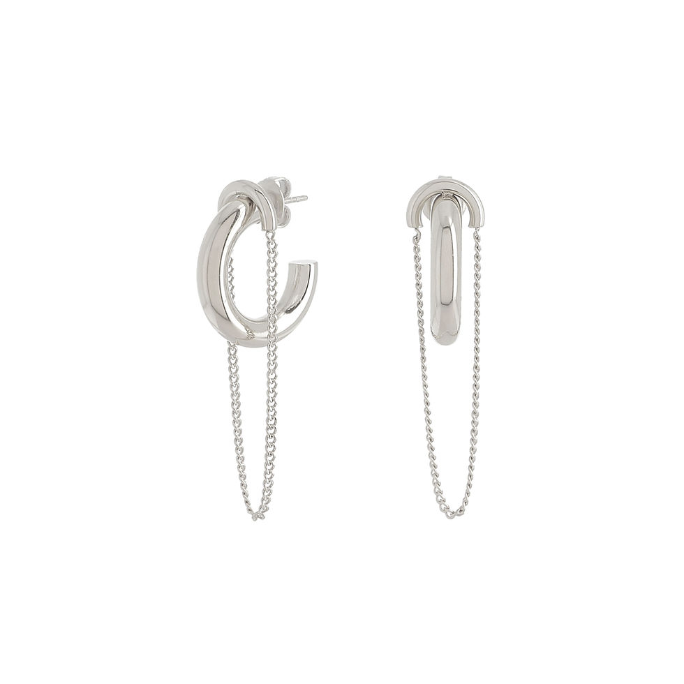 IKITA CREOLES A PUCE AVEC CHAINES ARGENT