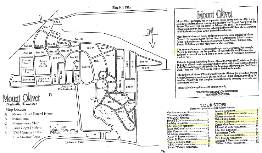 Map of Mount Olivet cemetery