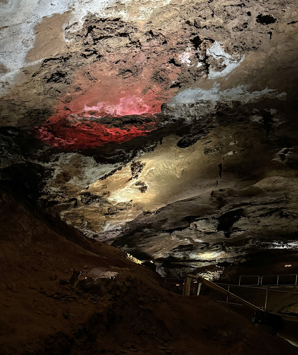 The Lost Sea/Craighead Caverns have dramatic features and suprise colors!