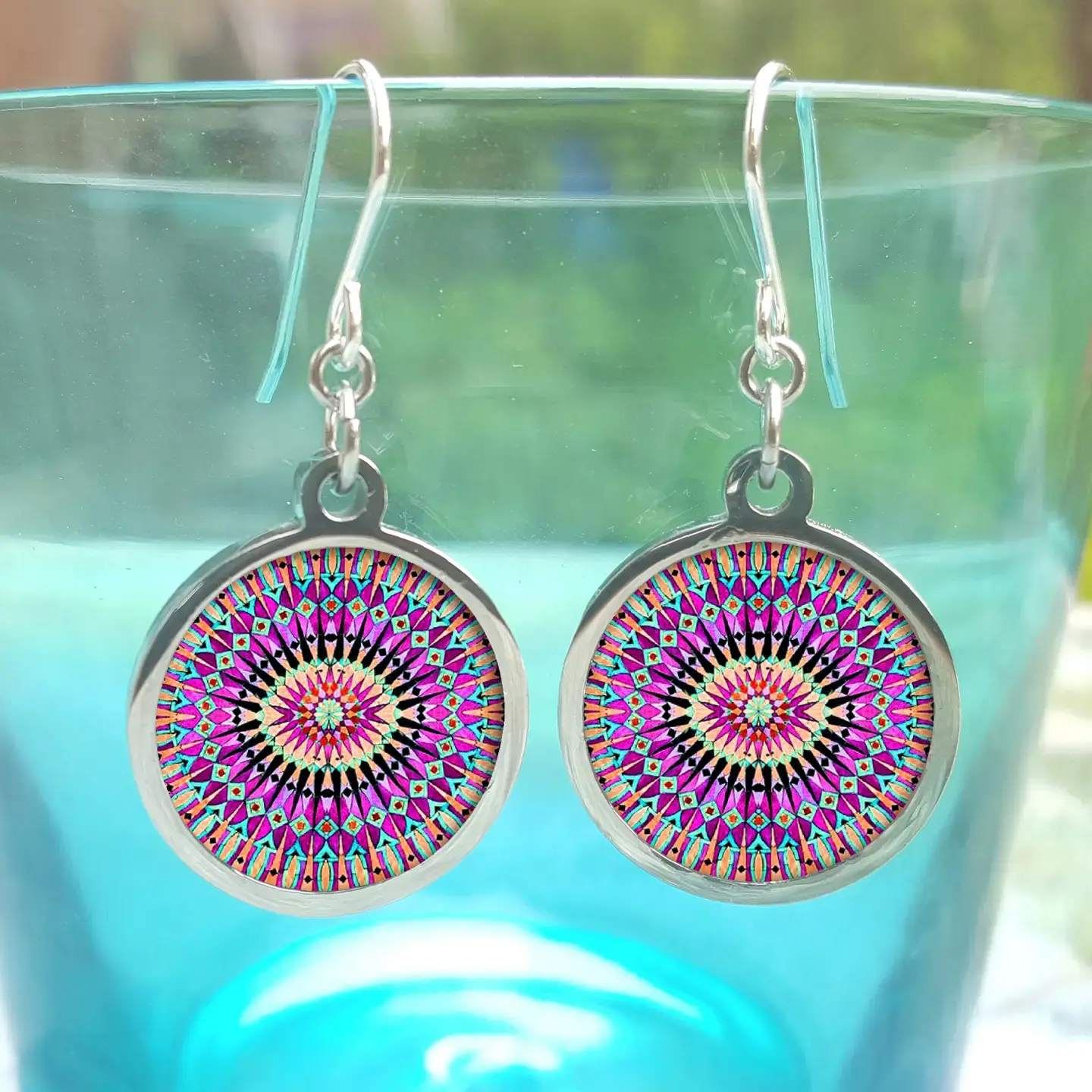 NOA Round Colourful Mosaic Ceramic Earrings