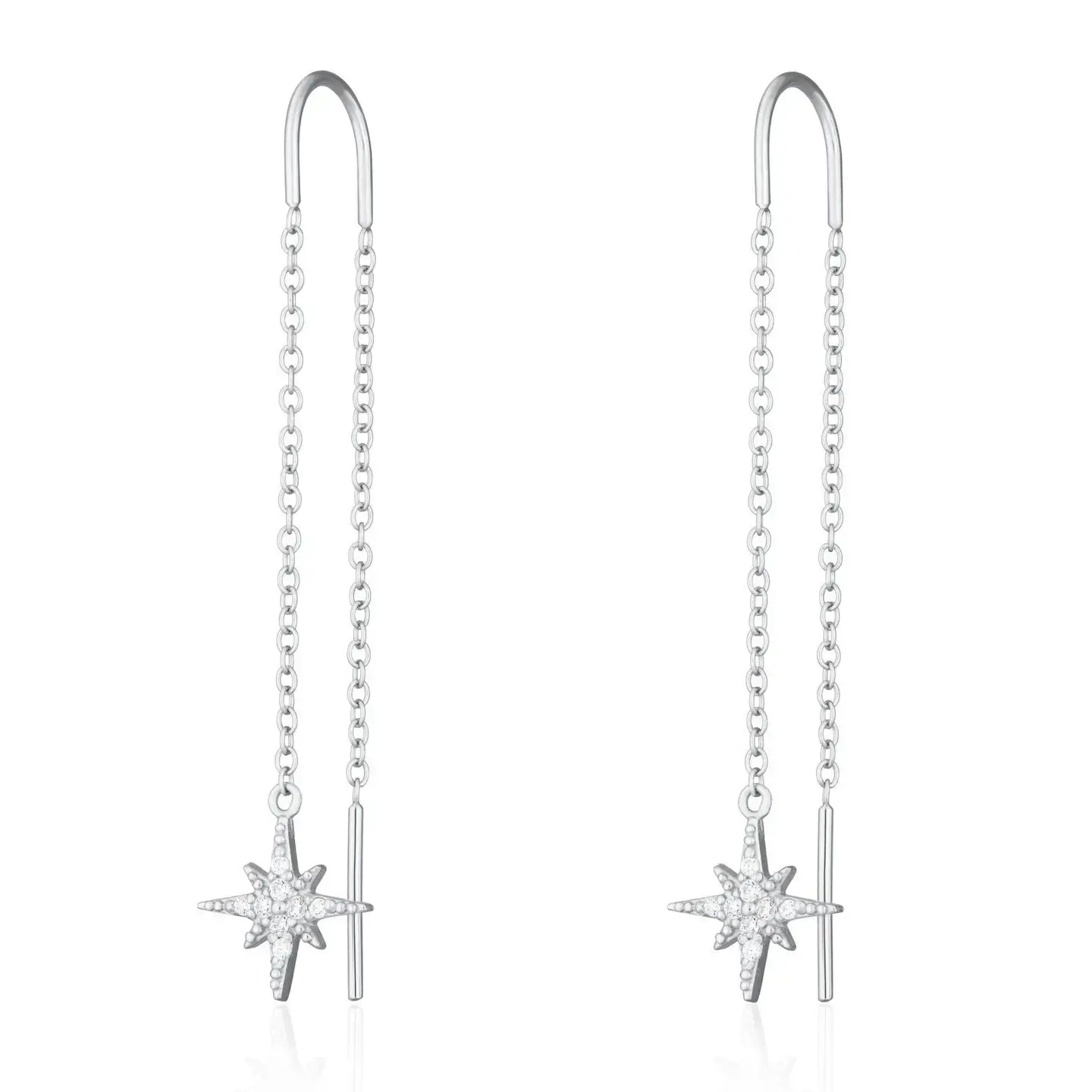 Scream Pretty Starburst Threader Earrings Silver