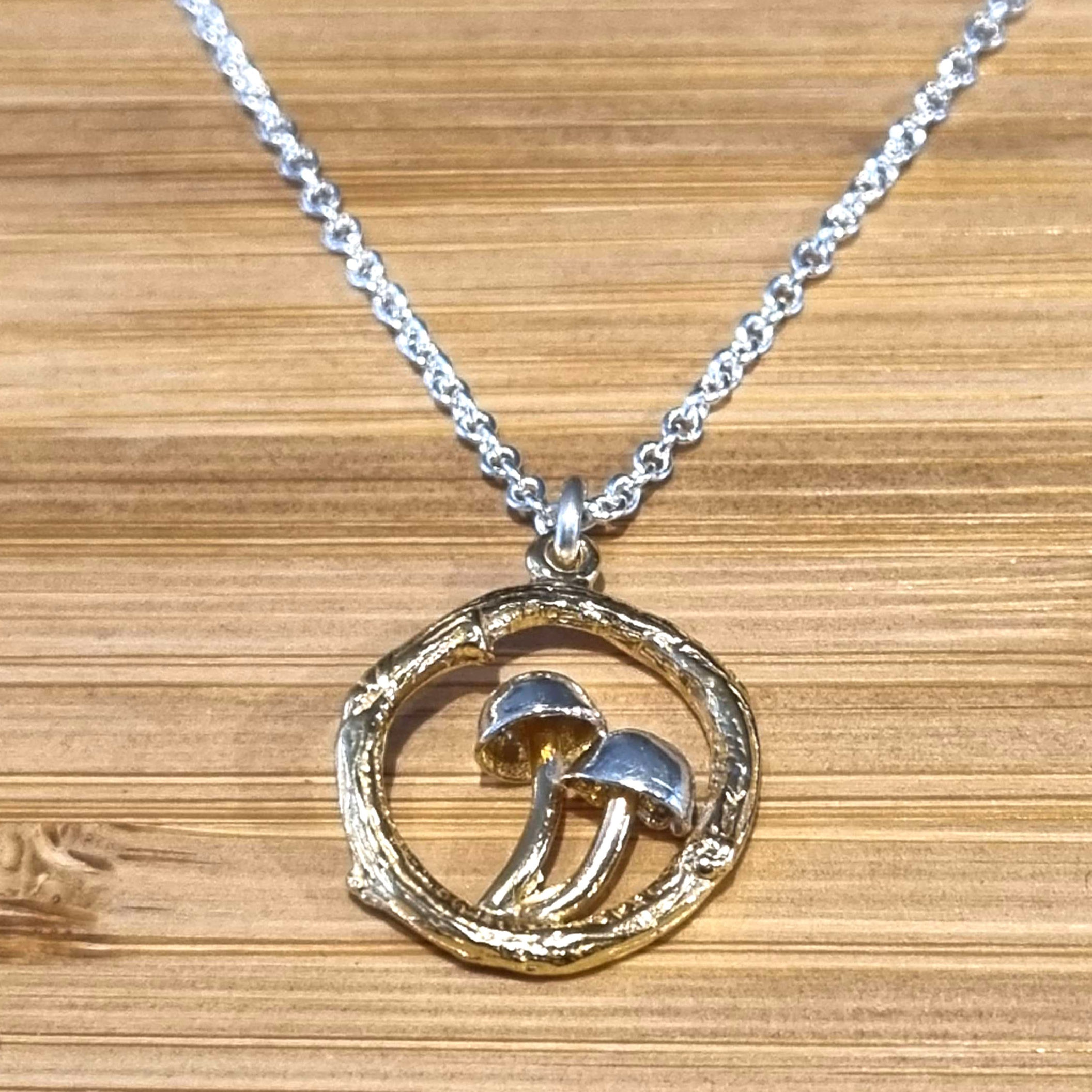 Claire Troughton Double Twin Mushroom Circle Necklace