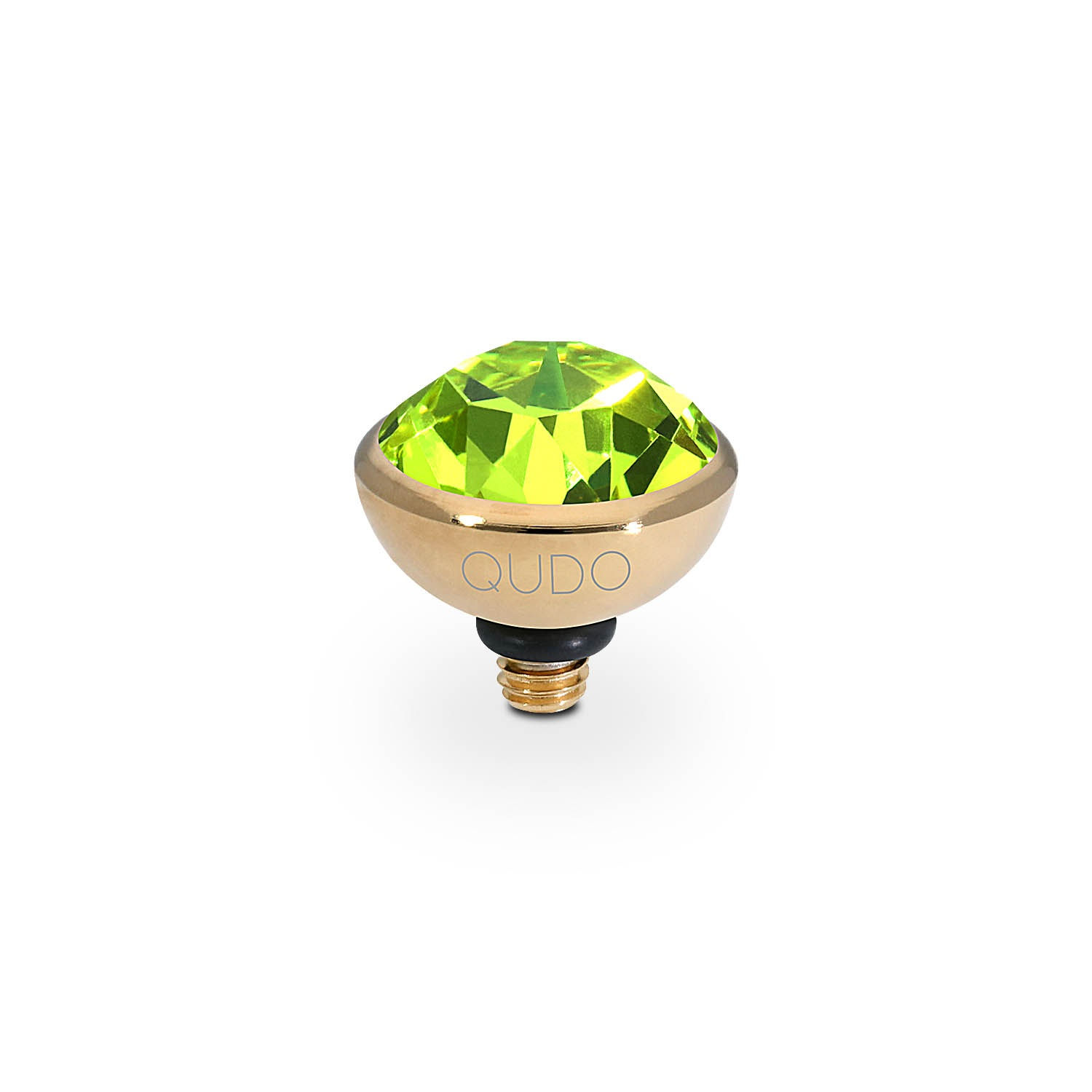 Qudo Ring Top Bottone Citrus Green 10mm Gold