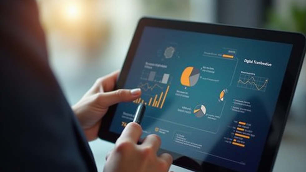 Close-up view of a consultant presenting digital transformation strategy on a tablet
