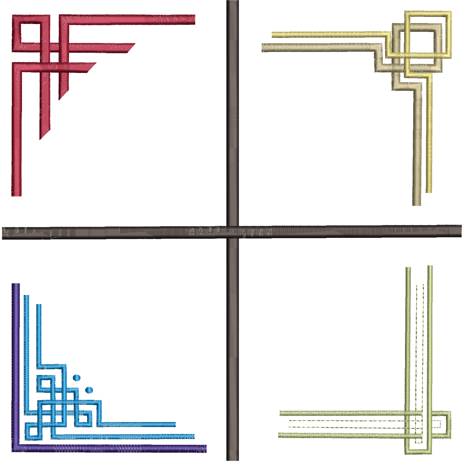 Diverse Ecken Muster, Stickerei Dateien