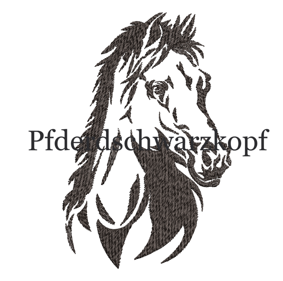 Miniaturbild: Pferde Kopf schwarz gestickt