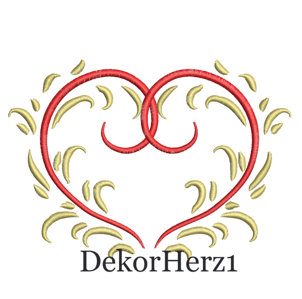 Einfaches Dekor Herz Stickdatei