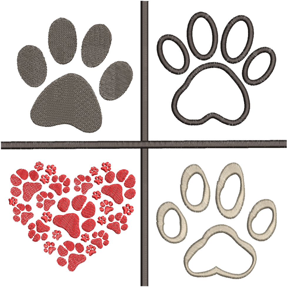 Pfoten Stickdateien Set