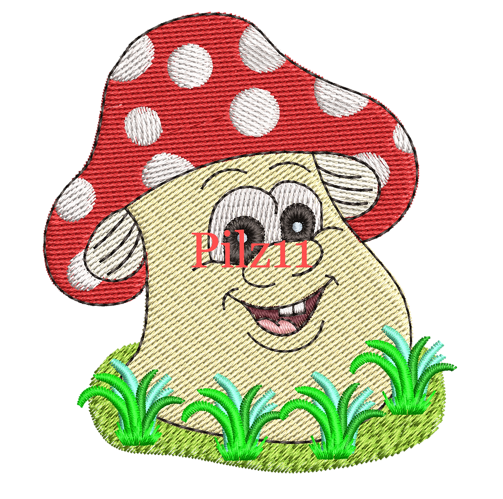 Miniaturbild: Fetter Pilz lachend auf der Wiese